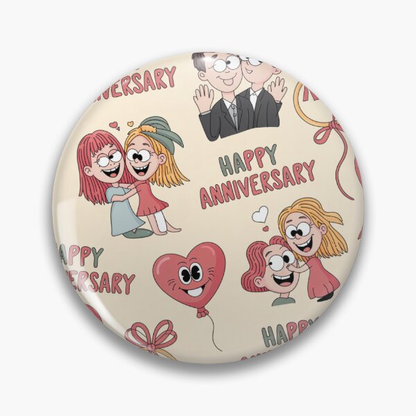 Item preview, Happy Anniversary Doodle Pattern - Cute Hugging Couples & Googly Hearts designed and sold by Midnight Veil Designs.