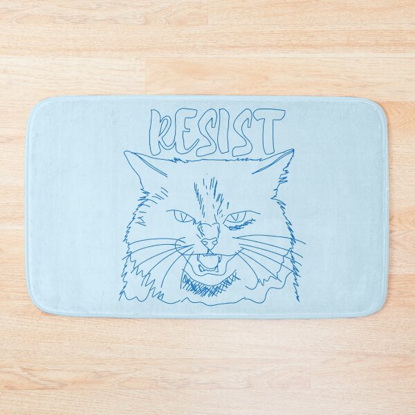 Item preview, Angry Hissing Cat Resist Illustration in Blue Line Art designed and sold by Lio-lio.