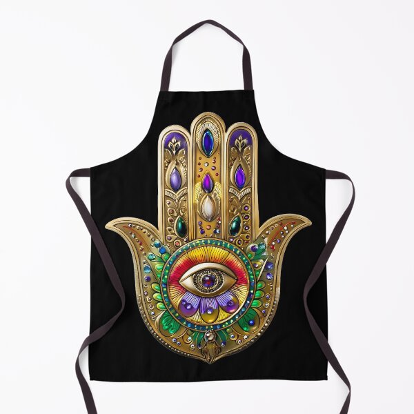 Item preview, Colorful Paint On Gold Hamsa Sapphire Ruby Third Eye designed and sold by Lee Hiller Designs.