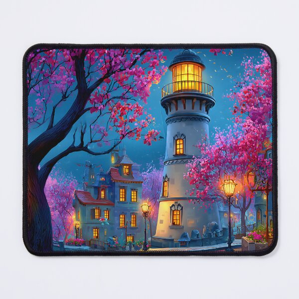 Item preview, Charming Lighthouse Surrounded by Blossoming Trees designed and sold by Artessie.