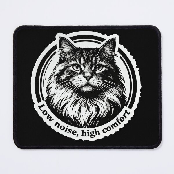 Item preview, Low Noise High Comfort Cat – Minimalist Vintage Engraved Illustration designed and sold by CatVibesStudio.