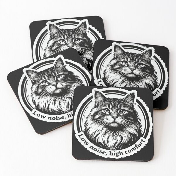 Item preview, Low Noise High Comfort Cat – Minimalist Vintage Engraved Illustration designed and sold by CatVibesStudio.