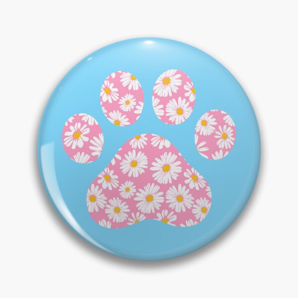 Item preview, Pink daisies floral pattern dog paw print designed and sold by stellacreates.