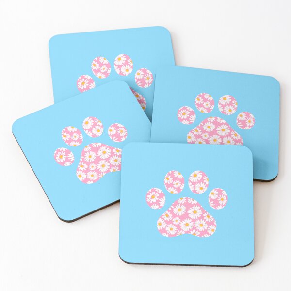 Item preview, Pink daisies floral pattern dog paw print designed and sold by stellacreates.