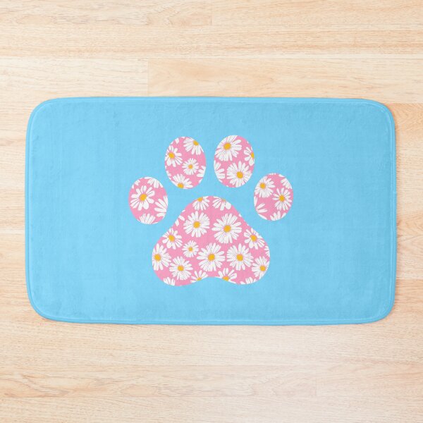 Item preview, Pink daisies floral pattern dog paw print designed and sold by stellacreates.
