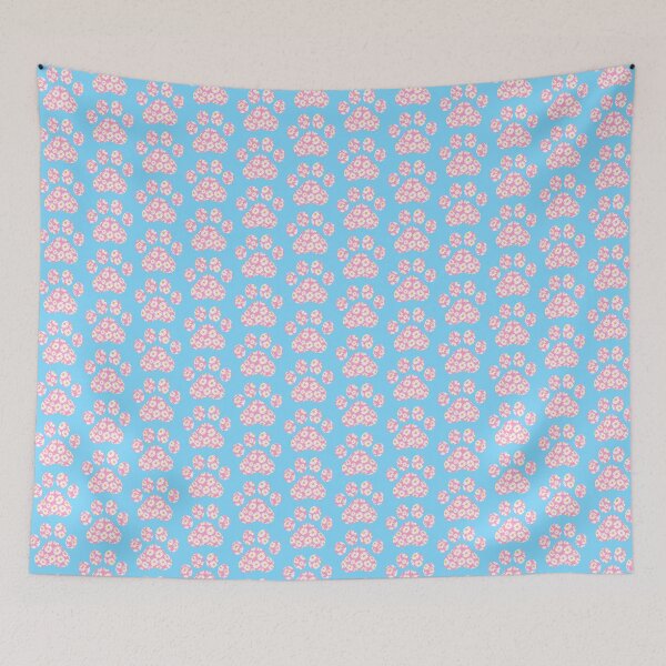 Item preview, Pink daisies floral pattern dog paw print designed and sold by stellacreates.