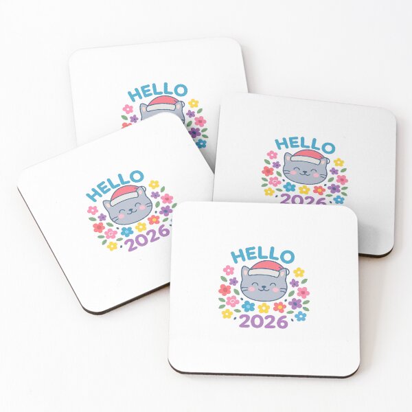 Item preview, Hello 2026 – Festive Cat & Floral Fireworks Edition designed and sold by ANiyati.