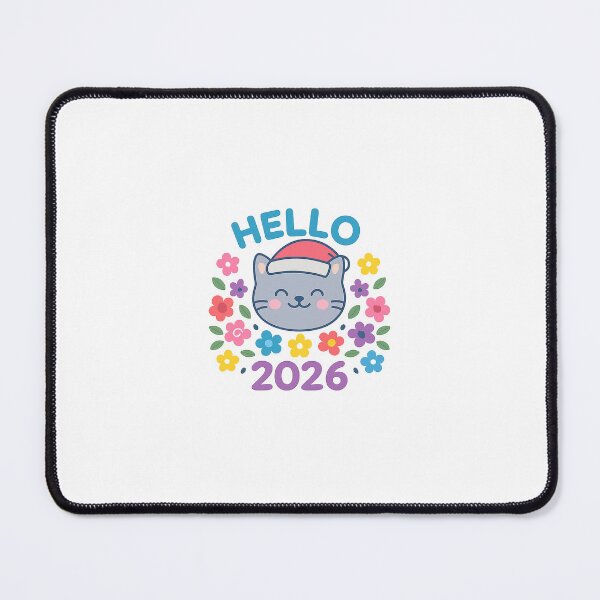 Item preview, Hello 2026 – Festive Cat & Floral Fireworks Edition designed and sold by ANiyati.