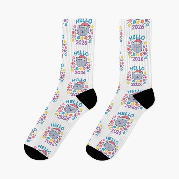 Item preview, Hello 2026 – Festive Cat & Floral Fireworks Edition designed and sold by ANiyati.