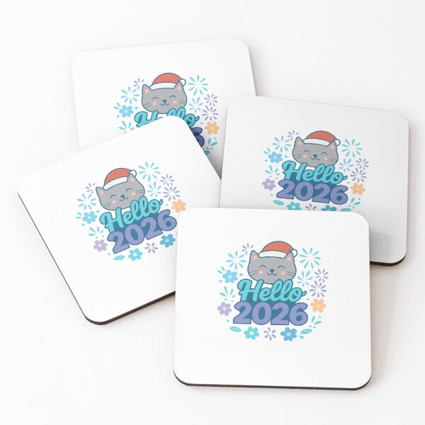Item preview, Hello 2026 – Cat in Santa Hat & Fireworks Edition designed and sold by ANiyati.