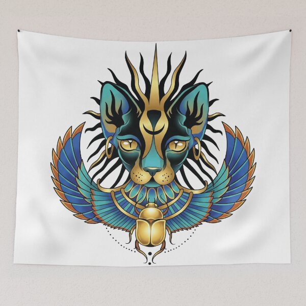Item preview, Sacred Scarab Pharaoh Cat: Winged Bastet Ancient Egypt Art | Ancient Egypt Art designed and sold by GulfSignature.