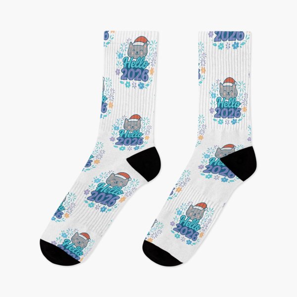Item preview, Hello 2026 – Cat in Santa Hat & Fireworks Edition designed and sold by ANiyati.