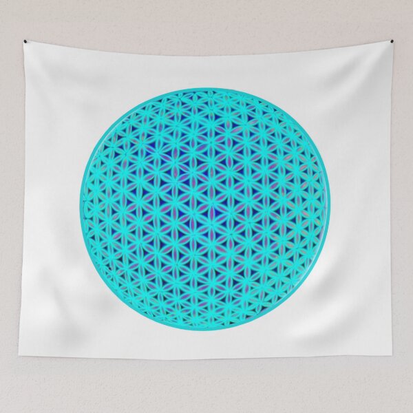Item preview, Neon blue flower of life, scared geometry, zen life  designed and sold by hollycooper.