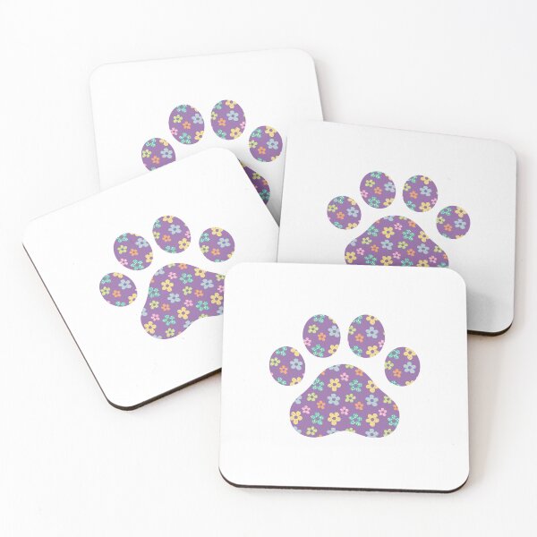 Item preview, Purple floral pattern dog paw print designed and sold by stellacreates.