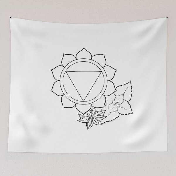 Item preview, Manipura Solar Plexus Chakra Line Art – Star Anise & Mint Aromatherapy Symbol designed and sold by BlackLineLab.