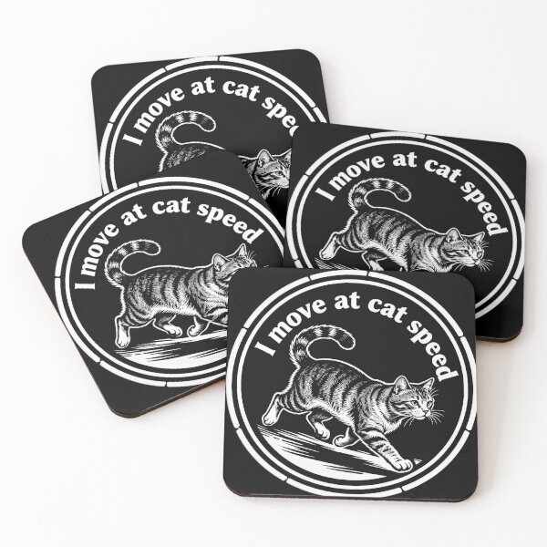 Item preview, I Move at Cat Speed – Minimalist Black and White Engraved Cat Design designed and sold by CatVibesStudio.