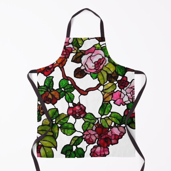 Item preview, Vintage boho botanical pink red roses tiffany style stain glass climbing red pink roses pink stained glass climbing roses designed and sold by hollycooper.