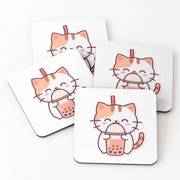 Item preview, Cute Cat Drinking Boba Tea Sticker designed and sold by ICONWALA.