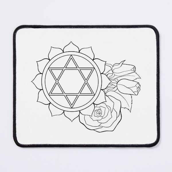 Item preview, Anahata Heart Chakra Line Art – Rose Floral Black Ink Meditation Symbol designed and sold by BlackLineLab.