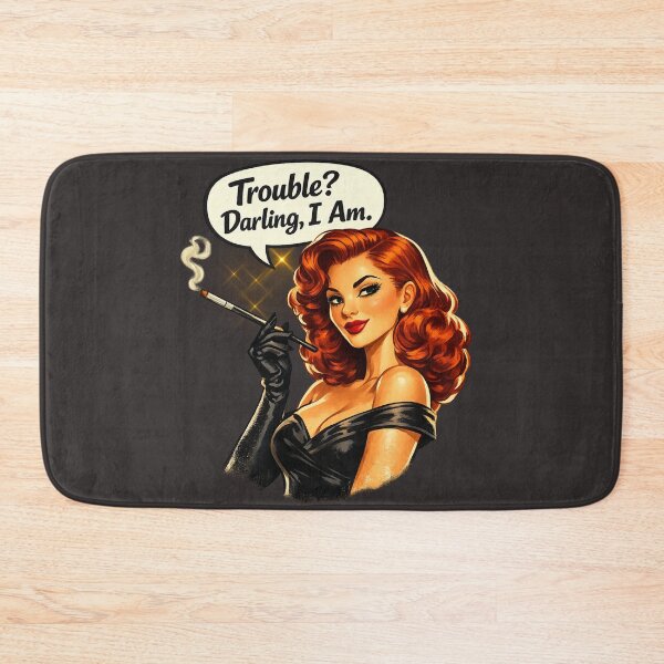 Item preview, Trouble? Darling, I Am. – Retro Redhead Pin-Up Bombshell designed and sold by Bea May Bombshell Studio.