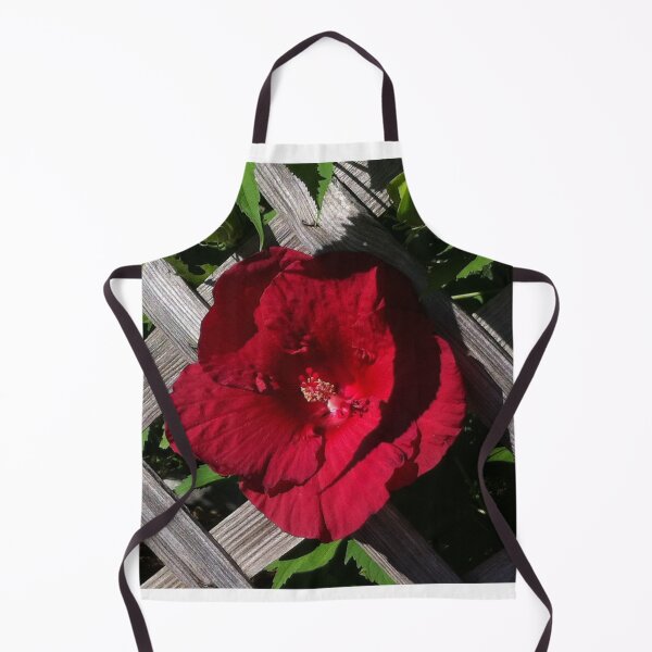 Item preview, Cottage classic Red hibiscus and backyard lattice designed and sold by hollycooper.