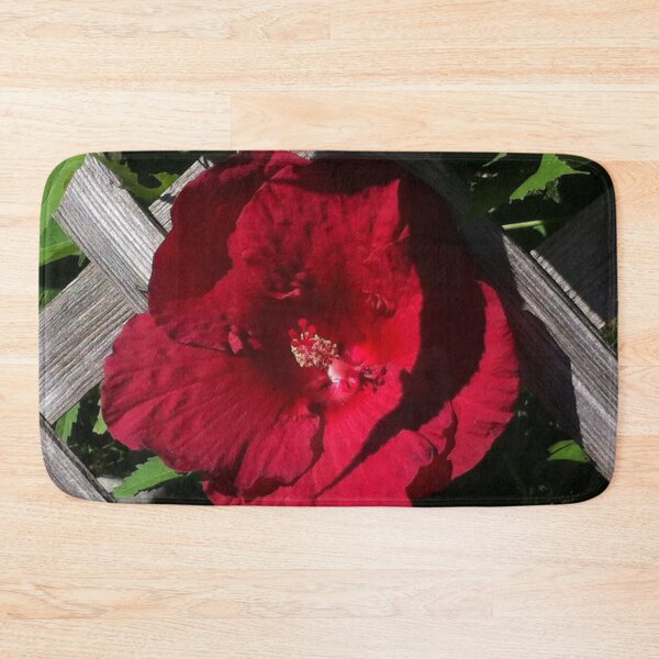 Item preview, Cottage classic Red hibiscus and backyard lattice designed and sold by hollycooper.
