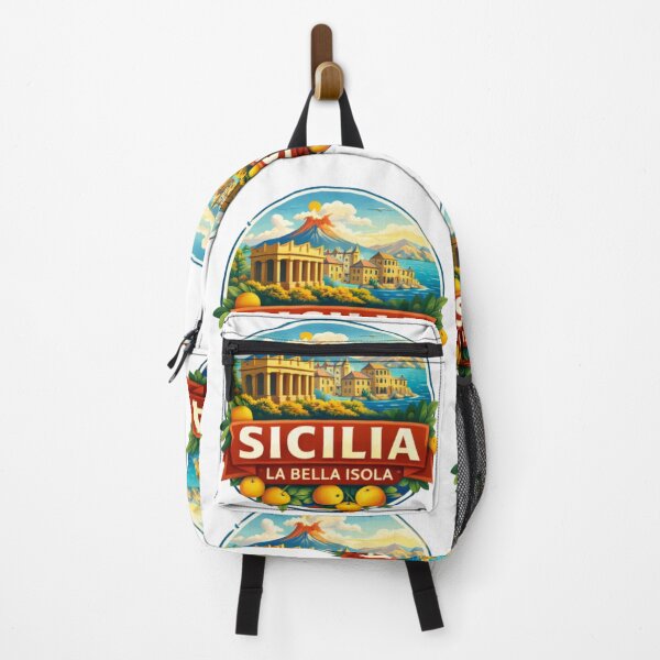 Item preview, Sicily Typography Art Print – Mount Etna & Coastal Architecture Illustration designed and sold by OrdazCreativos.