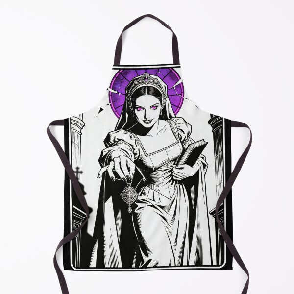 Item preview, gothic saint saint of sin renaissance poison queen lucrezia borgia inspired neon halo hot pink eyes electric purple halo engraving designed and sold by DarkMedieval.