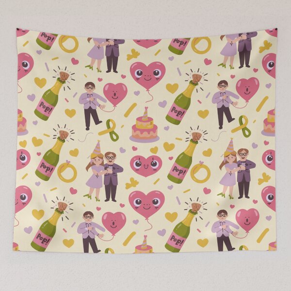 Item preview, Popping Champagne Anniversary Party - Whimsical Dancing Couples Pattern designed and sold by Midnight Veil Designs.