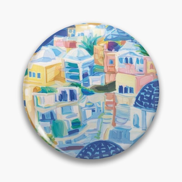 Item preview, Arte costero de Santorini | Ilustración colorida de Santorini | Paisaje mediterráneo designed and sold by FortuneAndFrame.