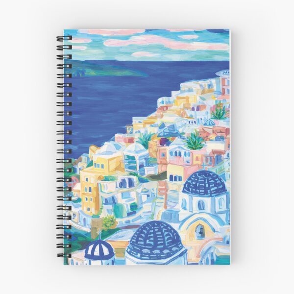 Artikelvorschau, Küstenkunst aus Santorini | Farbenfrohe Illustrationen aus Santorini | Mediterrane Landschaft entworfen und verkauft von FortuneAndFrame.