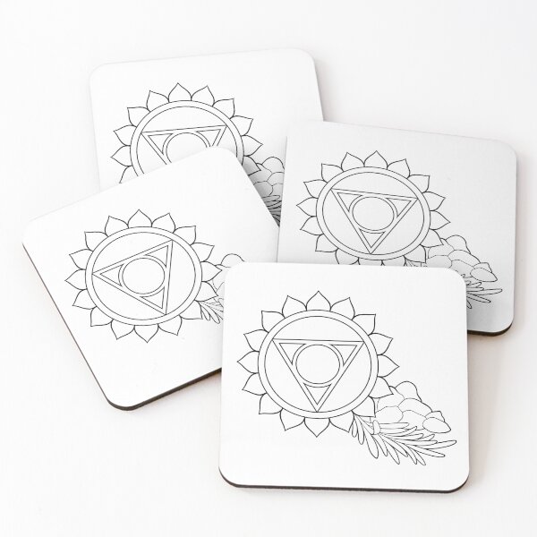 Item preview, Vishuddha Throat Chakra Line Art – Black and White Herbal Spiritual Symbol Printable designed and sold by BlackLineLab.