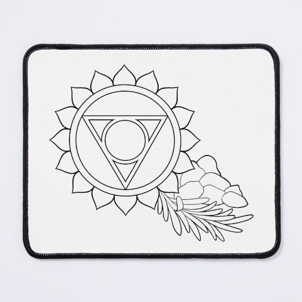 Item preview, Vishuddha Throat Chakra Line Art – Black and White Herbal Spiritual Symbol Printable designed and sold by BlackLineLab.