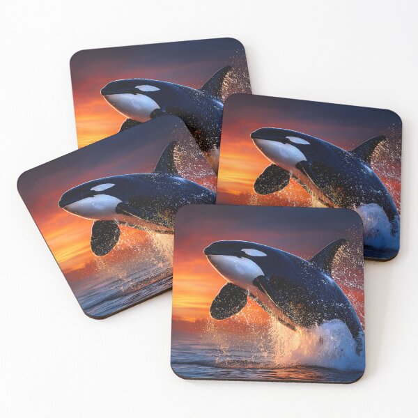 Item preview, Orca Breaching at Sunset Over Calm Ocean Waters designed and sold by Artessie.
