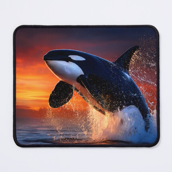 Item preview, Orca Breaching at Sunset Over Calm Ocean Waters designed and sold by Artessie.