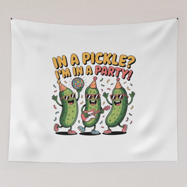 Item preview, In a Pickle? I’m in a Party – Dancing Pickle Trio Funny Party Design designed and sold by HubCreates.