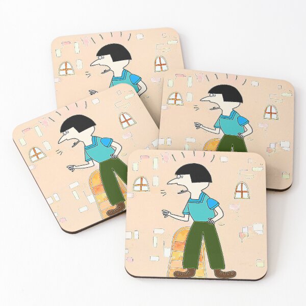 Item preview, "Whimsical Cartoon Character with Ladder and Brick Wall" designed and sold by nighttime1990.
