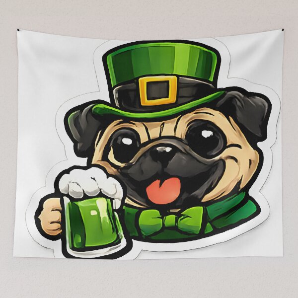 Item preview, Funny St Patricks Day Pug Drinking Green Beer Leprechaun Dog designed and sold by Inkoro.