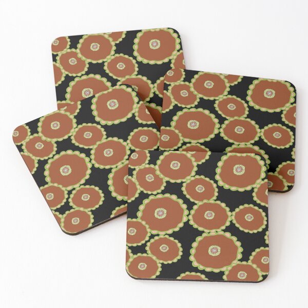 Item preview, Scalloped Botanicals on black designed and sold by phatlizzardart.
