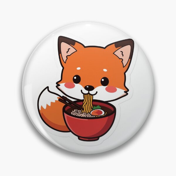 Item preview, Cute Fox with Ramen Bowl Sticker designed and sold by ICONWALA.