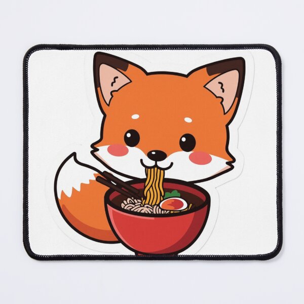 Item preview, Cute Fox with Ramen Bowl Sticker designed and sold by ICONWALA.