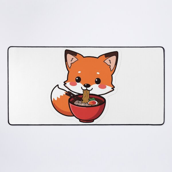 Item preview, Cute Fox with Ramen Bowl Sticker designed and sold by ICONWALA.