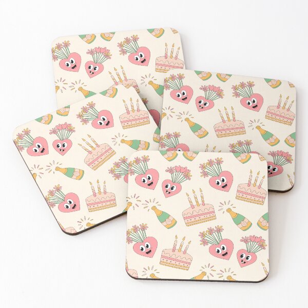 Item preview, Googly-Eyed Hearts Celebration - Whimsical Bouquets, Cake & Champagne Pattern designed and sold by Midnight Veil Designs.