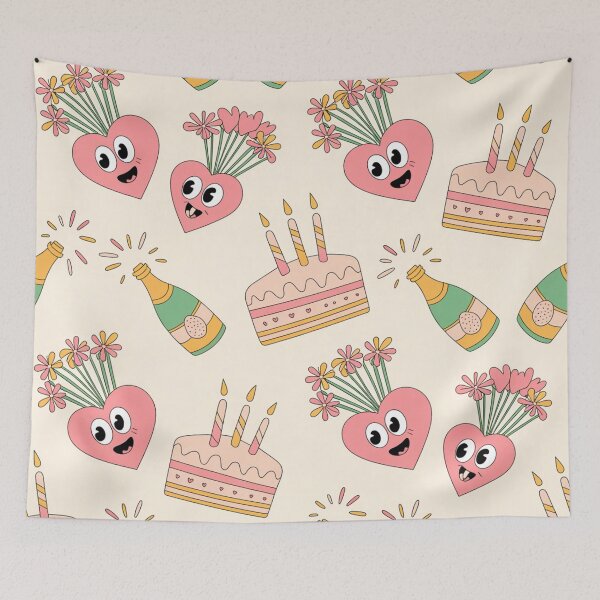 Item preview, Googly-Eyed Hearts Celebration - Whimsical Bouquets, Cake & Champagne Pattern designed and sold by Midnight Veil Designs.