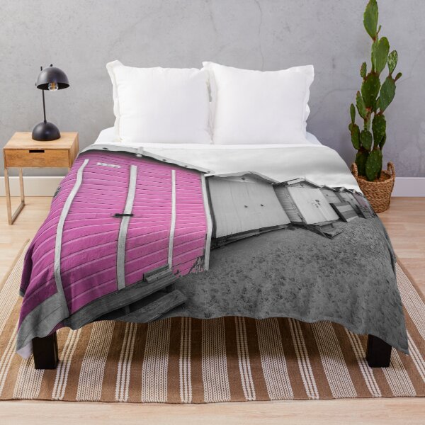 Item preview, English Beach Huts Monochrome Pink designed and sold by Londonimages.