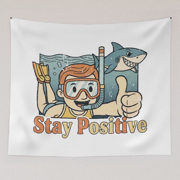 Item preview, Stay Positive – Retro Snorkeling Dark Humor Graphic 3 designed and sold by FlamaC.