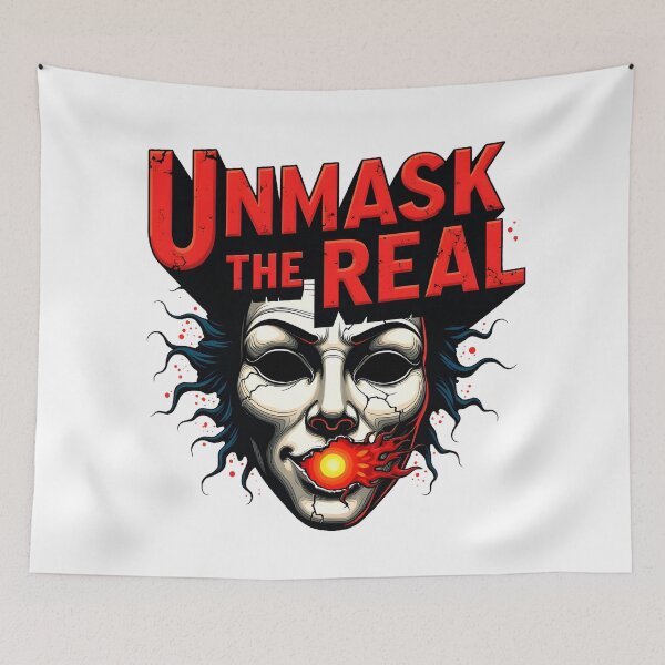 Item preview, Unmask The Real Shirt – True Self Neurodiversity Horror Mask Design designed and sold by Vajid Designs .