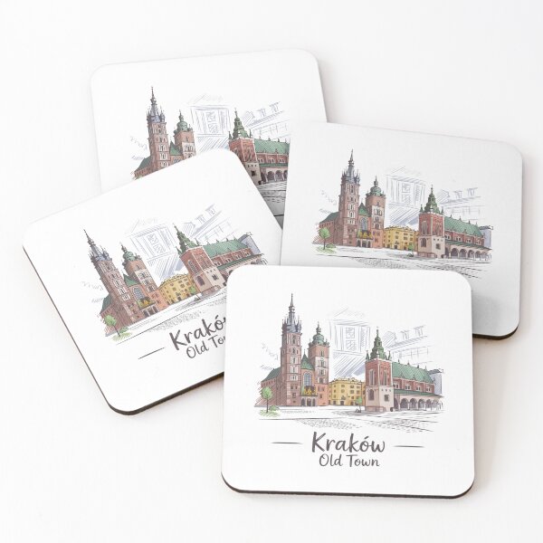 Item preview, Krakow Poland Old Town Colorful Sketch designed and sold by MadCatPrints.