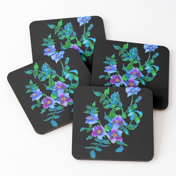 Item preview, Vintage blue and purple roses, floral watercolor painting  designed and sold by hollycooper.