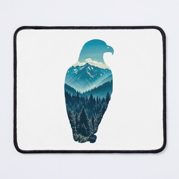 Item preview, Eagle silhouette with mountain landscape – Eagle Wildlife Nature Art designed and sold by Printerraworks.